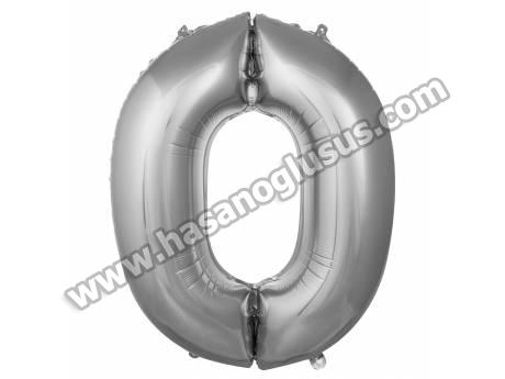 0 Rakam 16 İnc Gümüş Renk Balon 36 Cm