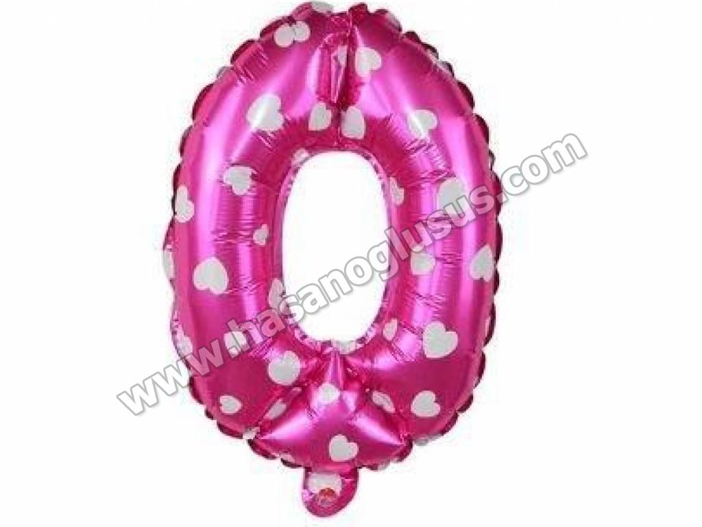 16 inç Rakam Folyo Balon 40 cm, 0 Rakam 16 İnc Pembe Renk Balon 36 Cm