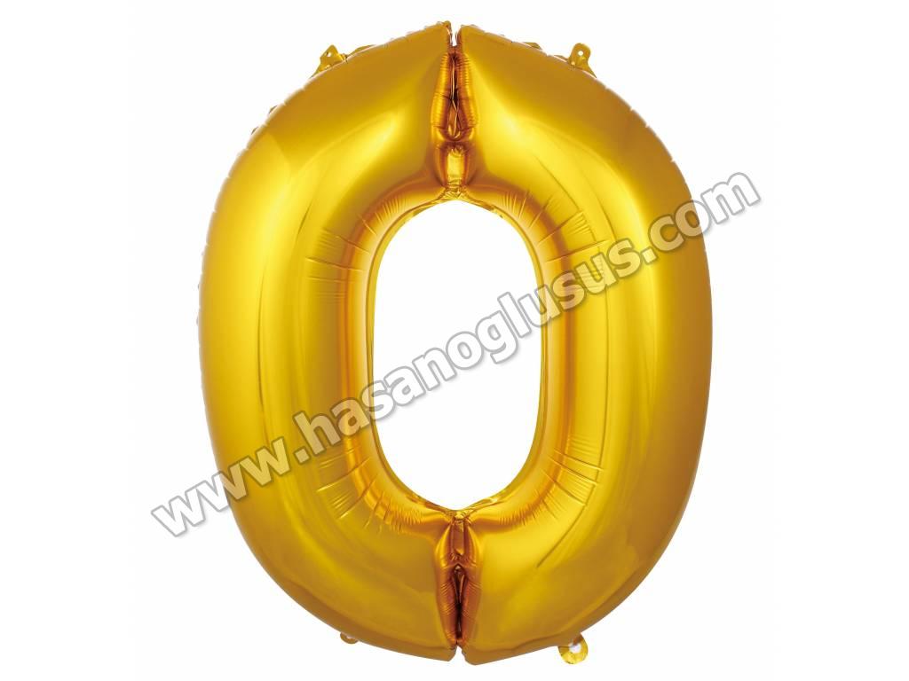 40 inç Rakam Folyo Balon 100cm, 0 Rakam 40 İnc Gold Renk Balon 100 Cm