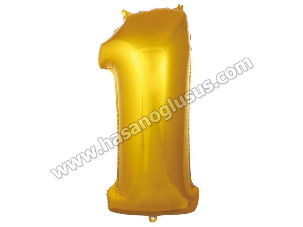 16 inç Rakam Folyo Balon 40 cm, 1 Rakam 16 İnc Gold Renk Balon 36 Cm