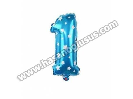1 Rakam 16 İnc Mavi Renk Balon 36 Cm