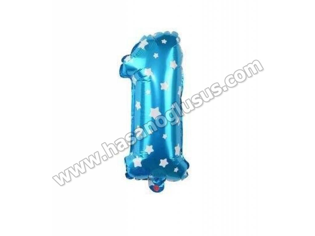 16 inç Rakam Folyo Balon 40 cm, 1 Rakam 16 İnc Mavi Renk Balon 36 Cm