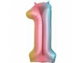 34 inç Rakam Folyo Balon 76 cm, 1 Rakam 34 İnc Gökkuşağı Renk Balon 76 Cm