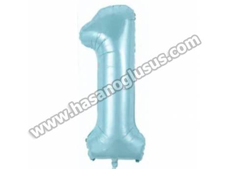 1 Rakam 34 İnc Mavi Renk Balon 76 Cm