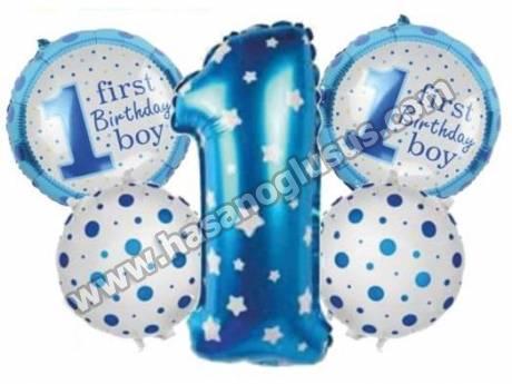 1 Yaş Mavi 5 li Set Balon
