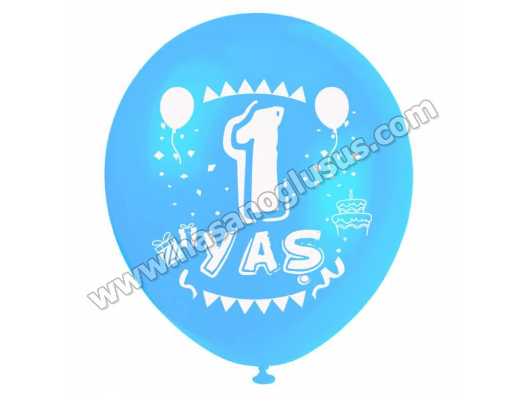 Baskılı Balonlar, 1 Yaş Mavi Renk Balon