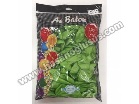 12 İnç Metalik Açık Yeşil Balon