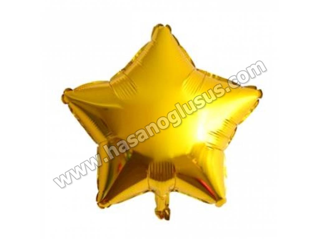 Kalp Ve Yıldız Balonlar, 18 İnc Yıldız Gold Renk Balon