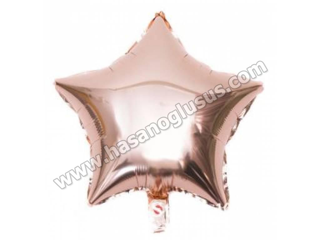 Kalp Ve Yıldız Balonlar, 18 İnc Yıldız Rosegold Renk Balon