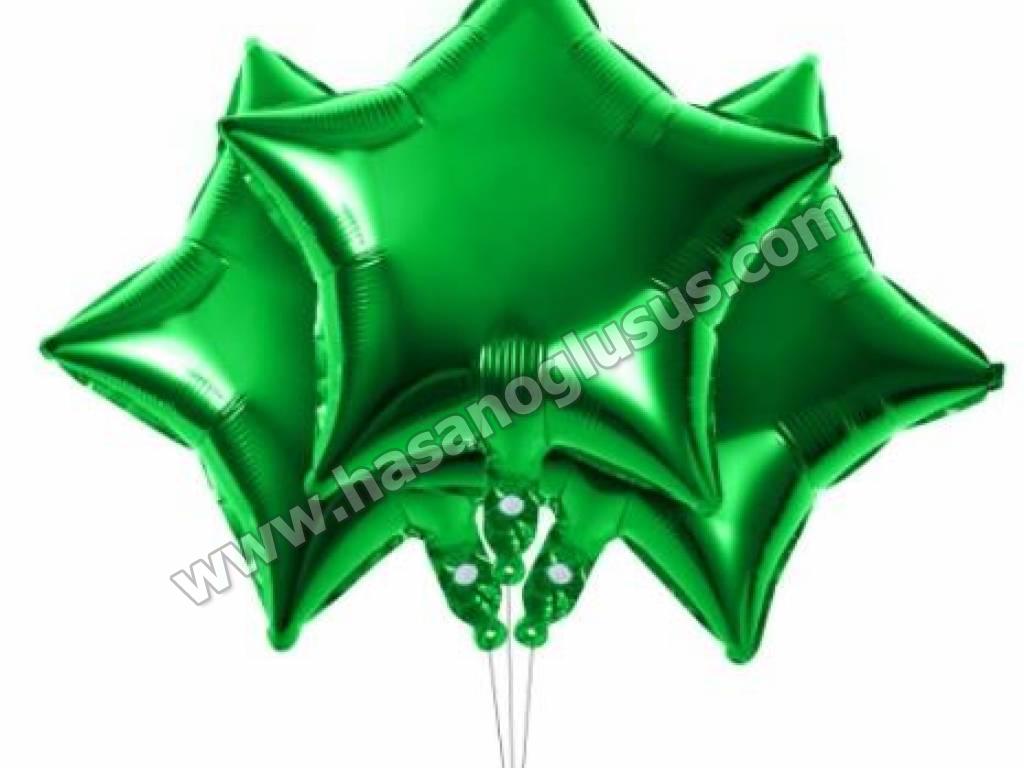 Kalp Ve Yıldız Balonlar, 18 İnc Yıldız Yeşil Renk Balon