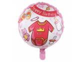 Karakterli Folyo Balonlar, 18 İnc Yuvarlak Baby Pembe Renk Balon