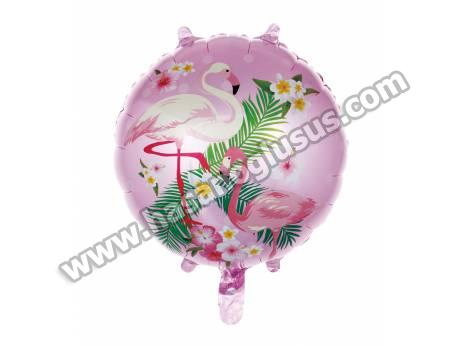 18 İnc Yuvarlak Flamingo Pembe Folyo Balon
