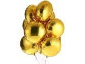 Kalp Ve Yıldız Balonlar, 18 İnc Yuvarlak Gold Renk Balon