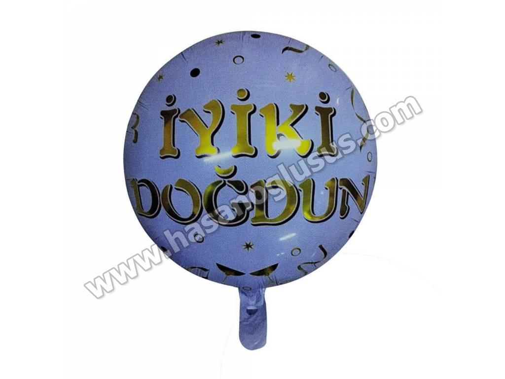Karakterli Folyo Balonlar, 18 İnc Yuvarlak İyiki Doğdun Folyo Balon