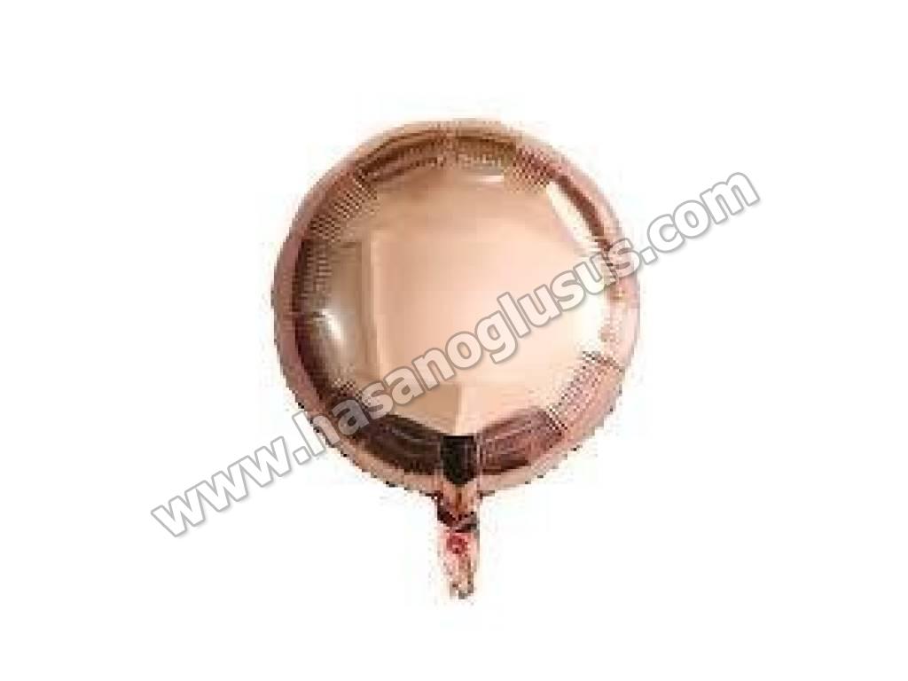 Kalp Ve Yıldız Balonlar, 18 İnc Yuvarlak Rosegold Renk Balon