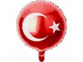Karakterli Folyo Balonlar, 18 İnc Yuvarlak Türk Bayrağı Folyo Balon