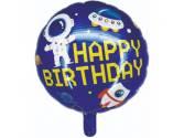 Karakterli Folyo Balonlar, 18 İnc Yuvarlak Uzay Temalı Happy Brithday Folyo Balon