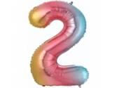 34 inç Rakam Folyo Balon 76 cm, 2 Rakam 34 İnc Gökkuşağı Renk Balon 76 Cm