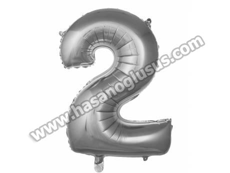 2 Rakam 40 İnc Gümüş Renk Balon 100 Cm