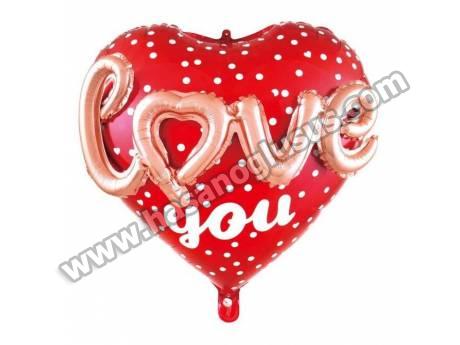 24 İnc Yuvarlak Kalp Love Folyo Balon