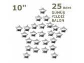 Set Balonlar, 25 Yıldızlı 10 İnc Gümüş Set Balon