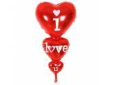 Karakterli Folyo Balonlar, 3 lü Kalp I Love You Kırmızı Folyo Balon