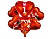 Set Balonlar, 3 lü Kalp Love Kırmızı 5 li Set Balon