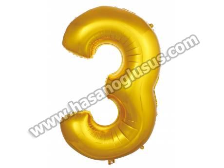 3 Rakam 16 İnc Gold Renk Balon 36 Cm