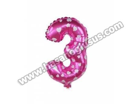 3 Rakam 16 İnc Pembe Renk Balon 36 Cm