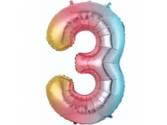 34 inç Rakam Folyo Balon 76 cm, 3 Rakam 34 İnc Gökkuşağı Renk Balon 76 Cm