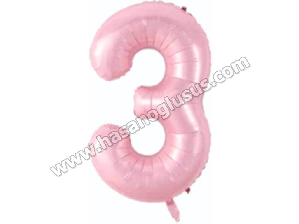 34 inç Rakam Folyo Balon 76 cm, 3 Rakam 34 İnc Pembe Renk Balon 76 Cm