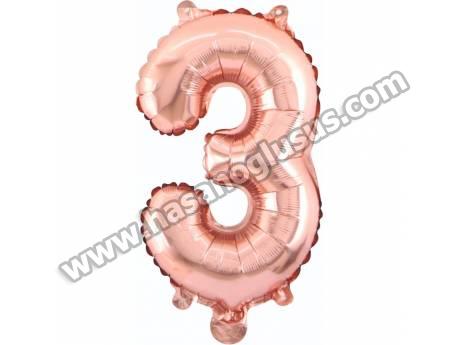 3 Rakam 34 İnc Rosegold Renk Balon 76 Cm