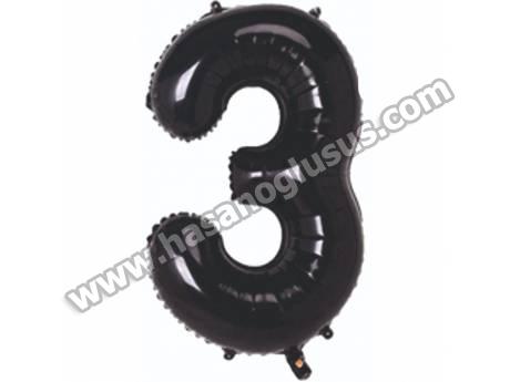 3 Rakam 34 İnc Siyah Renk Balon 76 Cm