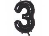 34 inç Rakam Folyo Balon 76 cm, 3 Rakam 34 İnc Siyah Renk Balon 76 Cm