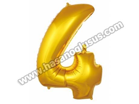 4 Rakam 16 İnc Gold Renk Balon 36 Cm
