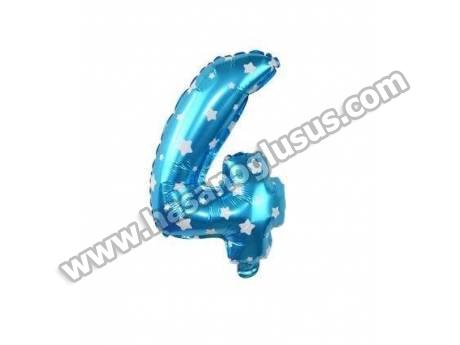 4 Rakam 16 İnc Mavi Renk Balon 36 Cm