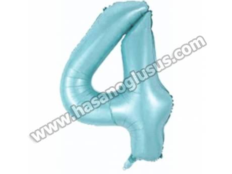 4 Rakam 34 İnc Mavi Renk Balon 76 Cm