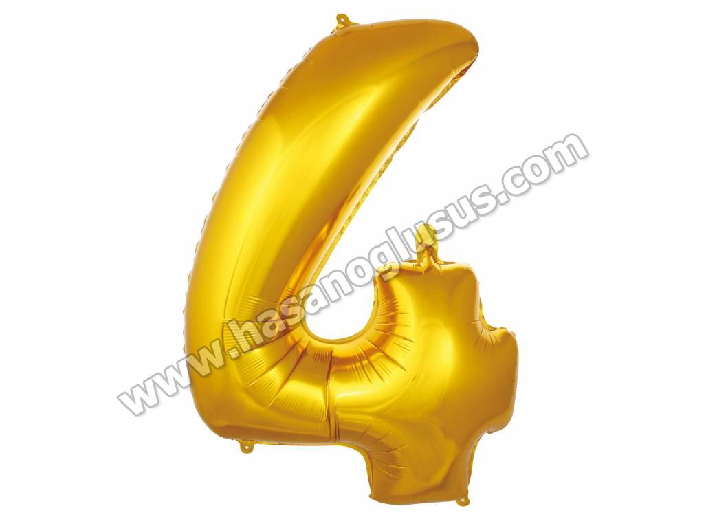 40 inç Rakam Folyo Balon 100cm, 4 Rakam 40 İnc Gold Renk Balon 100 Cm