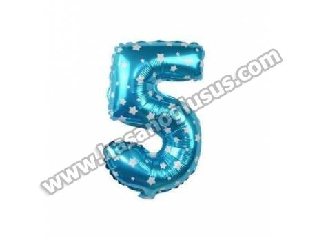 5 Rakam 16 İnc Mavi Renk Balon 36 Cm