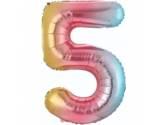 34 inç Rakam Folyo Balon 76 cm, 5 Rakam 34 İnc Gökkuşağı Renk Balon 76 Cm
