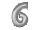 16 inç Rakam Folyo Balon 40 cm, 6 Rakam 16 İnc Gümüş Renk Balon 36 Cm
