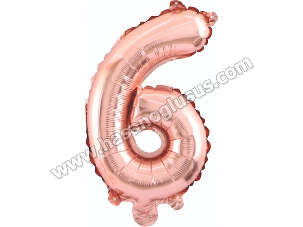 34 inç Rakam Folyo Balon 76 cm, 6 Rakam 34 İnc Rosegold Renk Balon 76 Cm