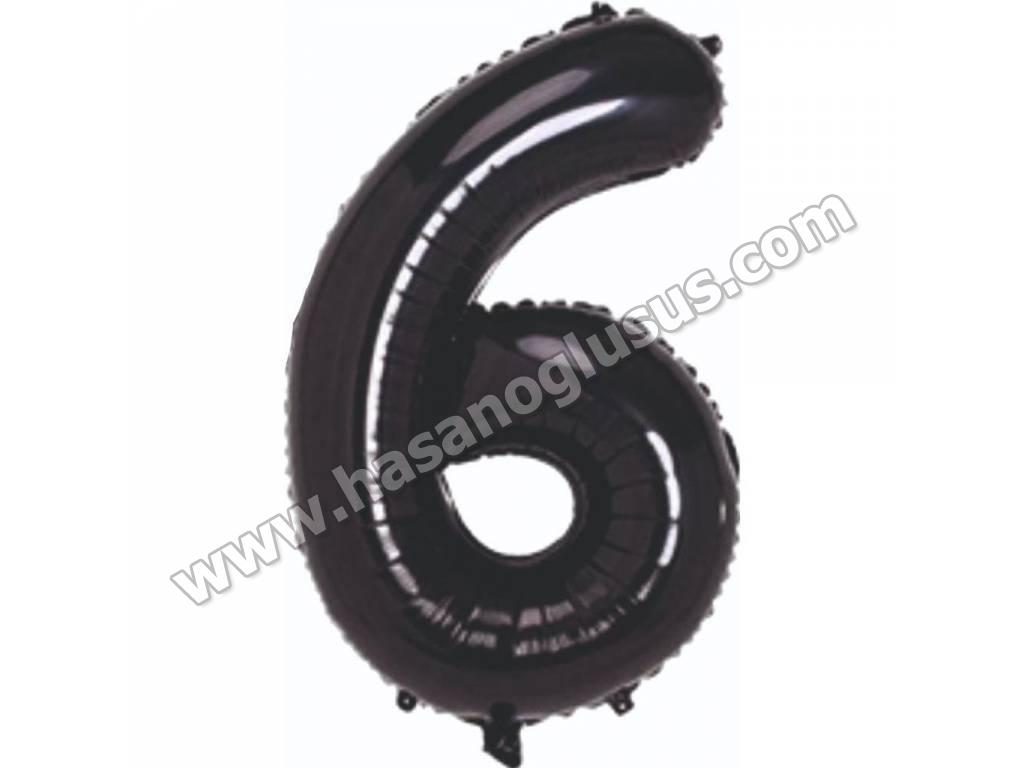 34 inç Rakam Folyo Balon 76 cm, 6 Rakam 34 İnc Siyah Renk Balon 76 Cm