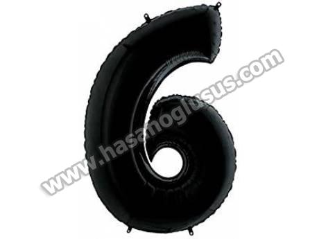 6 Rakam 40 İnc Siyah Renk Balon 100 Cm