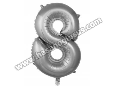 8 Rakam 16 İnc Gümüş Renk Balon 36 Cm
