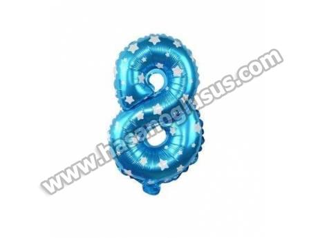 8 Rakam 16 İnc Mavi Renk Balon 36 Cm