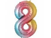 34 inç Rakam Folyo Balon 76 cm, 8 Rakam 34 İnc Gökkuşağı Renk Balon 76 Cm