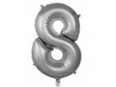 34 inç Rakam Folyo Balon 76 cm, 8 Rakam 34 İnc Gümüş Renk Balon 76 Cm