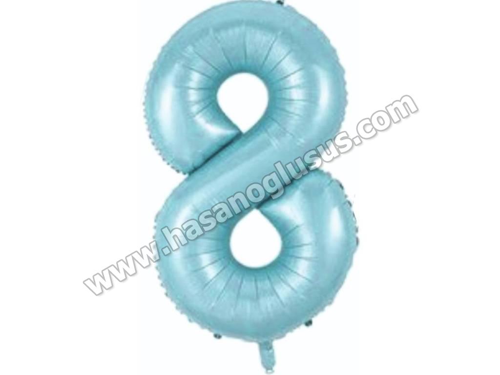 34 inç Rakam Folyo Balon 76 cm, 8 Rakam 34 İnc Mavi Renk Balon 76 Cm