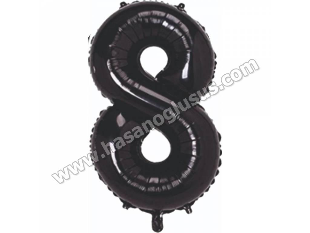 34 inç Rakam Folyo Balon 76 cm, 8 Rakam 34 İnc Siyah Renk Balon 76 Cm